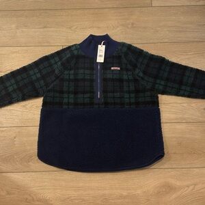 Vineyard Vines Blackwatch Sherpa Half-Zip - Green - Zipped Sweaters